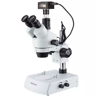 AmScope 3.5X-90X LED Trinocular Zoom Stereo Microscope + 5MP USB3 Digital Camera • $923.99