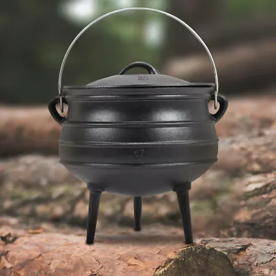 8 Ltr Stock Pot Cast Iron Cooking Stoves Open Fire Camping Black Dutch Oven Stew • £50.95