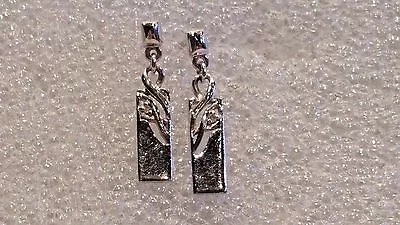 925 Sterling Silver Diamond Accent Stick Lady Drop Dangle Earrings • $39.99