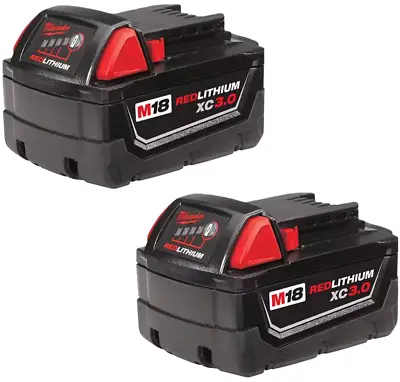 2 New Genuine OEM Milwaukee M18 XC 3.0 Ah Batteries # 48-11-1828 • $81.99