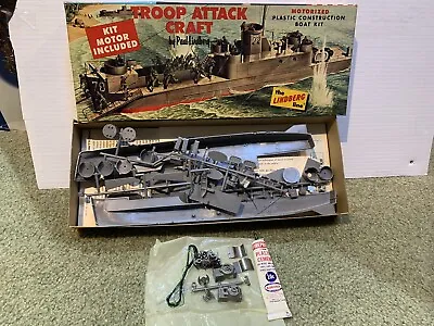 New! 1959 Lindberg “Troop Attack Craft” Ship Motorized Plastic Model Kit #779M • $89.95