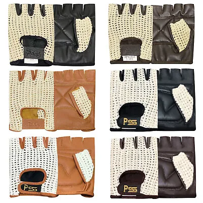 PSS Fingerless Crochet Leather Glove Gym Training Bus Driving Cycling Wheelchair • £9.99