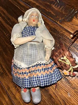 Antique Rare Cloth Folk Art Rag Doll Dutch Holland Painted Face 8” • £45.72