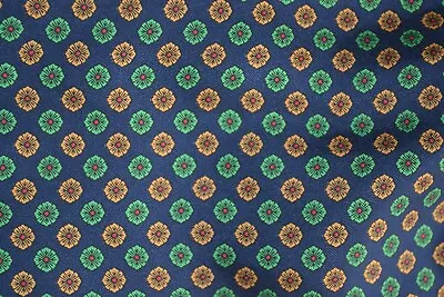 Silk / Cotton Navy Blue Cravat With Geometric Pattern • £9.99