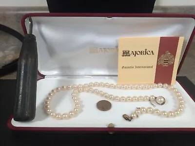 Vintage Majorica Faux Pearl Necklace 925 Sterling Clasp With Original Box • $150