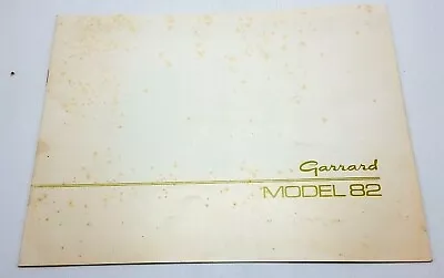 Garrard Model 82 Turntable Owners Manual Instruction Book Original • $26.37