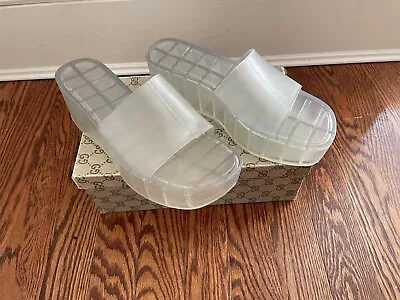 Womens Vintage Transparent Jelly Platform Slide Sandals Size 7 • $45