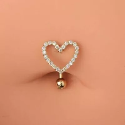 14K Yellow Gold Finish 0.30Ct Round Lab-Created Diamond Belly Button Navel Ring • $65.99