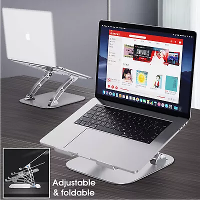 Metal Laptop Riser Stand Adjustable Folding Desktop Holder For MacBooks Laptops • £19.95