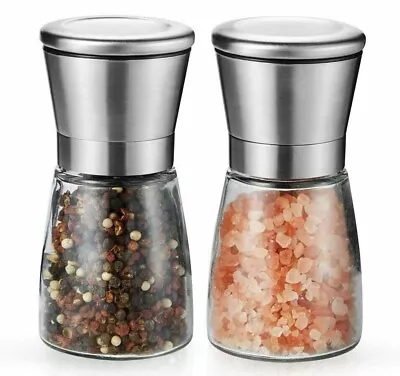 Adjustable Salt And Pepper Grinder Ceramic Mill Coarse Grind Glass Body Modern • £8.65