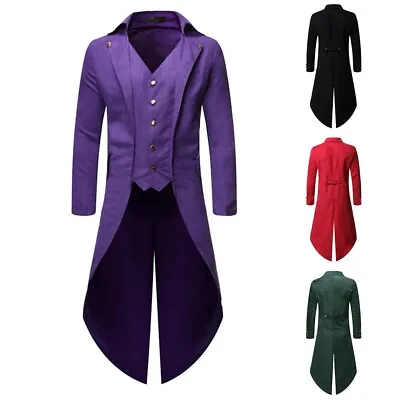 V Neck Coat For Man Button Down Victorian Clothes Costume Frock Long Coat New • $48.39
