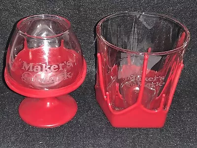 Makers Mark Whiskey Glasses Red Wax Dipped Bourbon Kentucky 2 Whisky Glasses • $14.95