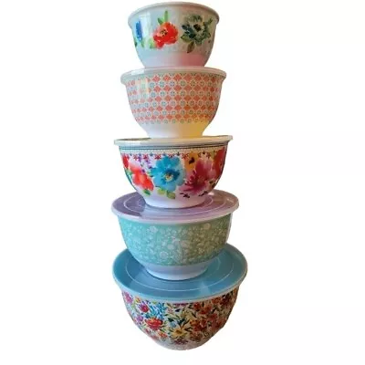 The Pioneer Woman Set Of 8pc Assorted Floral Country Melamine Bowls With Lids • £57.90