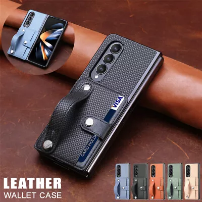 For Samsung Galaxy Z Fold 4 /3 /2 5G Case Leather Wallet Cover With Wristband • $14.59