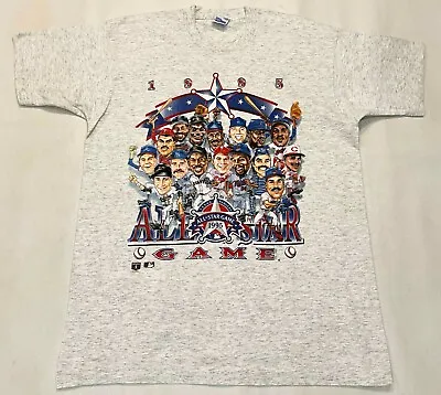 Vintage Salem 1995 MLB All Star Game Caricature Texas Rangers T-Shirt Gray L USA • $99.95