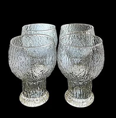 Set Of 4 Vintage MCM Indiana Glass Glacier Clear Water Goblets 5.75” Excellent • $39.99