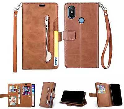 Xiaomi Mi 6X / Xiaomi Mi A2 Multifunction Wallet Case 9 Card Front Pocket Zip • $11.50