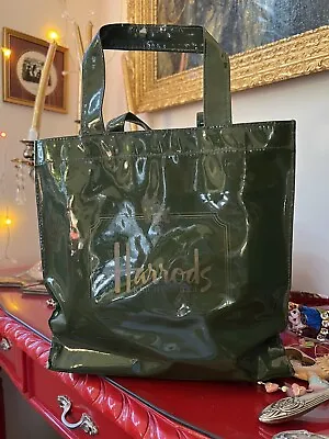 Harrods Green Small Logo Top Handle Shopper Tote Bag • $40
