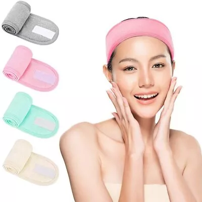 Facial Headband Adjustable Elastic Makeup Hair Band Fabric Head Wrap Spa Shower • £2.71