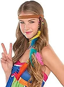 60's Hippie Headband Party Accessory 1 Pc Multi Color Adult Size • £3.99