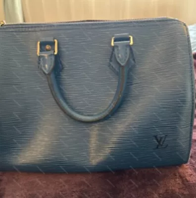 Louis Vuitton Speedy Handbag Epi Leather 25 Blue Authentic • $360