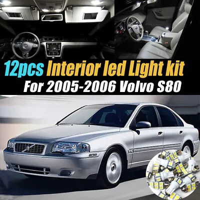 12Pc Super White Car Interior LED Light Bulb Kit Pack For 2005-2006 Volvo S80 • $14.18