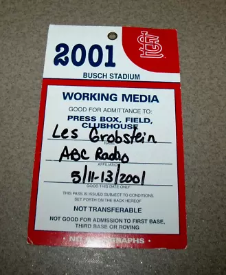 St. Louis Cardinals May 11-13 2001 Working Media Press Pass Ticket Stub Vs Cubs • $19.99