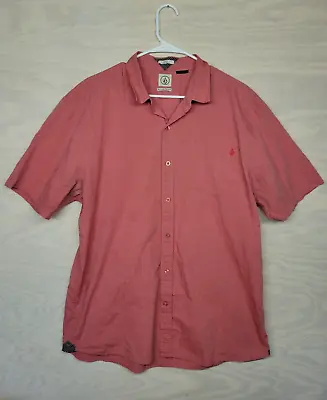 Volcom Men's SZ XL Classic Fit Button Up Shirt Corpo Class Short Sleeve Red Flaw • $13.77