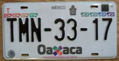 SINGLE MEXICO State Of OAXACA LICENSE PLATE - TMN-33-17 - AUTOMOVIL • $19.99