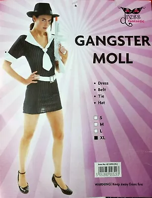 Sexy Gangster Moll Costume Juniors XL Girl Mobster Mafia Woman W/ Hat • $9.99