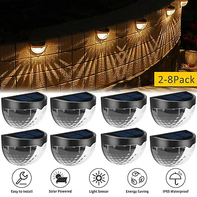 $31.95 • Buy 2-8 Pack Outdoor Solar LED Deck Light Garden Patio Pathway Stair Step Fence Lamp