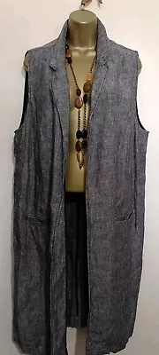 East Grey Marl Longline Linen Waistcoat  Lagenlook Size 18 Used Once Immaculate  • £19.99