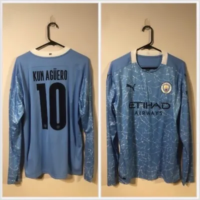 Aguero #10 Manchester City 2020/21 Large L/S Home Shirt BNWT • $92.49
