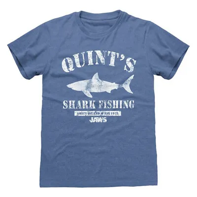 Jaws T-Shirt Quint's Shark Fishing Movie New Blue Official • £13.95