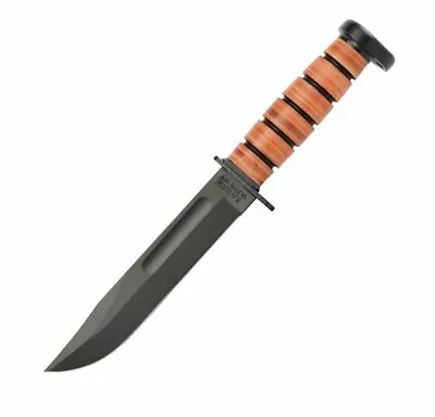 KA-BAR Dog's Head 7  Fixed Blade Utility Knife W/Brown Leather Sheath #1317 • $101.23