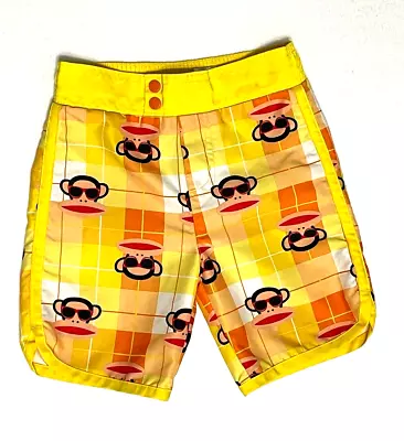 Paul Frank Toddler Boys Size 2T Swim Shorts Monkey W/Sunglasses Yellow Orange + • $4.25