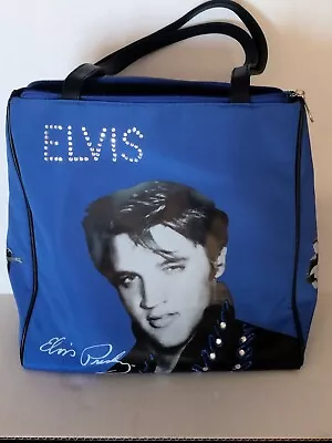 Elvis Tote Bag Blue Vinyl With Rhinestones Zippered  • $23