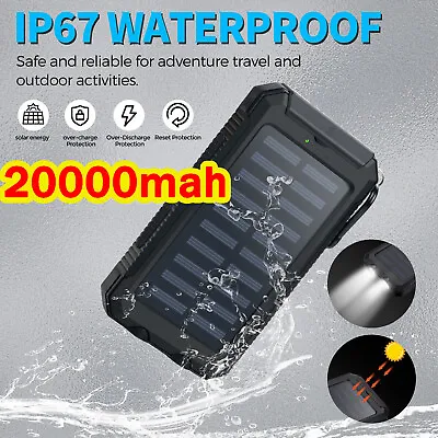 $16.09 • Buy 20000mah Solar Power Bank Portable External Battery Dual USB Phone Charger AU