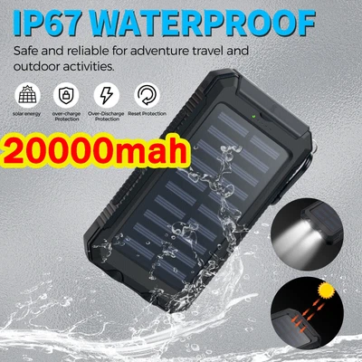 $16.09 • Buy 20000mah Solar Power Bank Portable External Battery Dual USB Phone Charger AU
