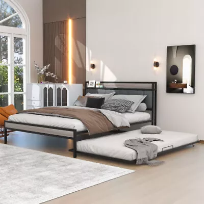 Full/Queen Size Metal Bed Frames Platform Bed With Storage Drawer Or Trundle Bed • $329.99