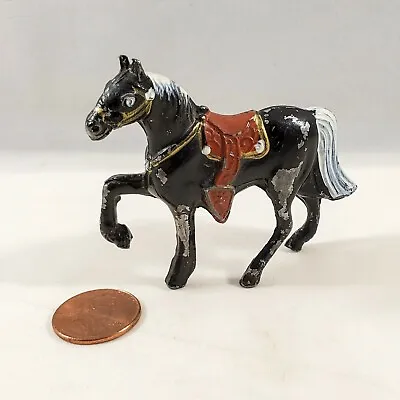 Vintage 2 1/2  Metal Black Prancing Horse Saddle Japan Missing Chain • $10