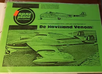 Rare Plane De Havilland Venom FB.4 1/72 Vacuform Kit • $14.99