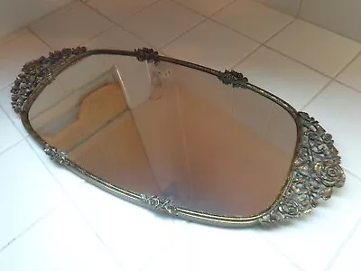 Vtg MATSON Mirrored Vanity Tray  Hollywood Regency ROSES W Original Sticker A+ • $49.99