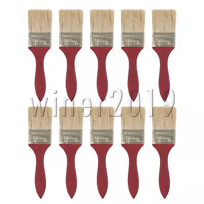 2 Inch Paint Brushes Home Wall Flat Chip Pait Brush With Red Handle Pack Of 10 • $24.28