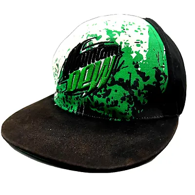 Mountain Dew Hat Black Baseball Cap One Size Fitted 7 1/8 2010 Soda Soft Drink • $9.96