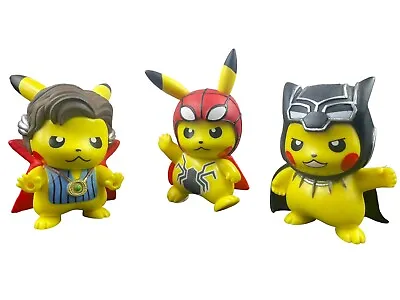 Pikachu Cosplay Marvel Action Figures Spider Man Black Panther Dr Strange Lot • $31.99