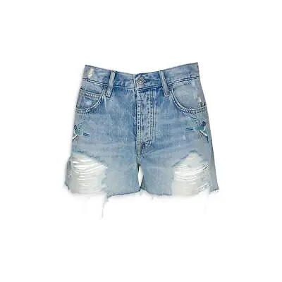 7 For All Mankind Womens Monroe Blue Embroidered Denim Shorts 33 BHFO 5589 • $25.99