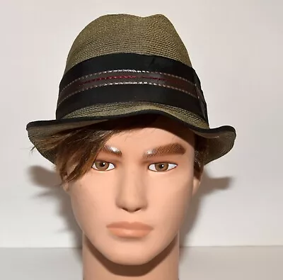 Vtg Penney's Marathon Gray Black Imported Pecot Mens Fedora Straw Hat Size 6 7/8 • $34.99