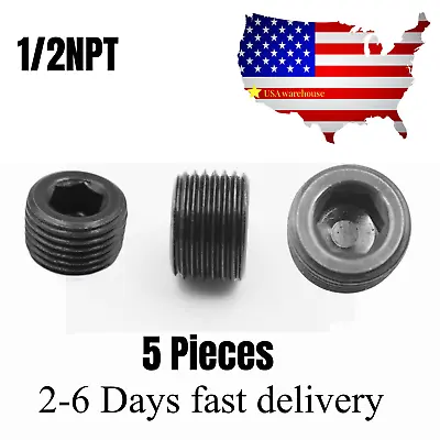 5 Pieces USA! 1/2  NPT Thread Allen Socket Plug Pipe Carbon Steel NPT Plug SALE~ • $12.21