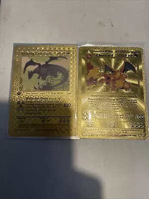 Pokemon Gold Base Set Charizard And Gold Shiny Charizard In Mint Condition • £1.99